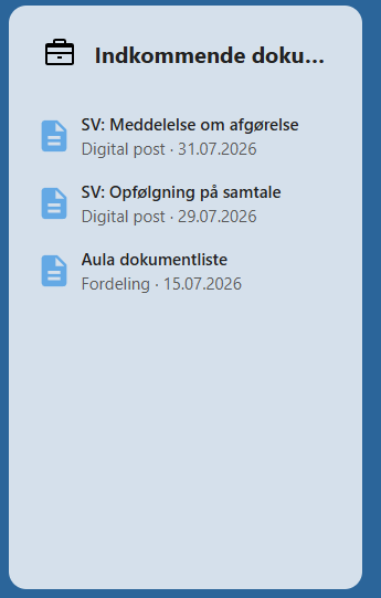 Widget Indkommende dokumenter