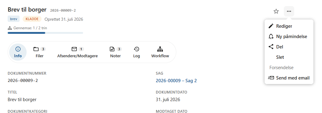 Kontekstmenu - Del dokument