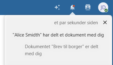 Notifikation om delt dokument