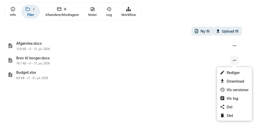 Kontekstmenu - Filversioner
