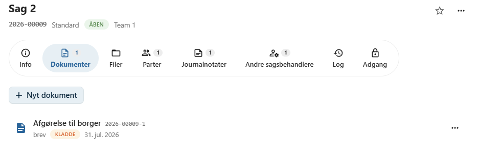 Knappen Opret dokument