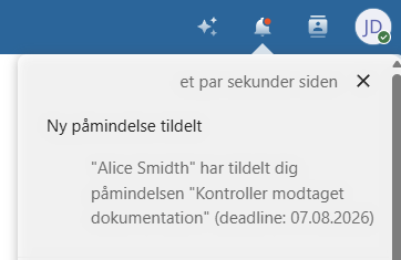 Notifikation om påmindelse