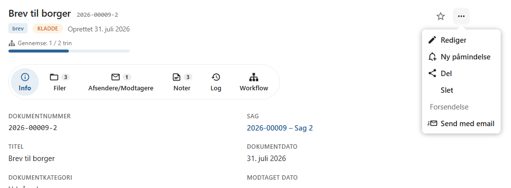 Kontekstmenu - Send med e-mail