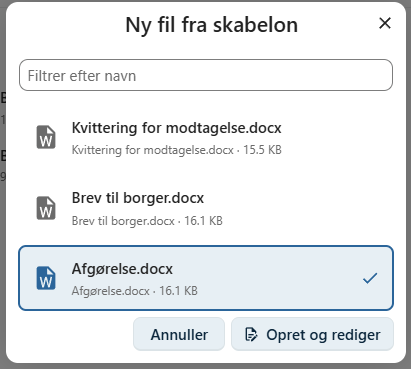 Vælg skabelon