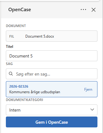 OpenCase Taskpanel