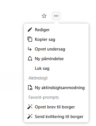 Kontekstmenu - Ny aktindsigtsanmodning
