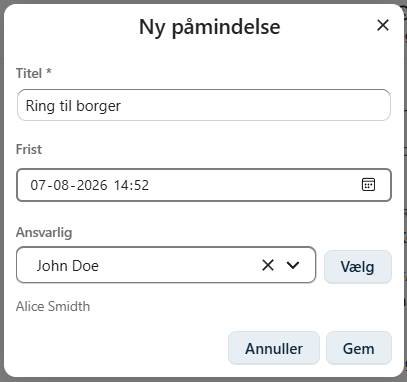 Dialog Ny påmindelse