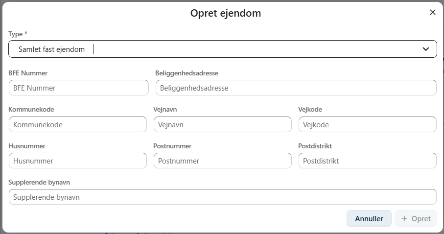 Dialogen Opret ejendom