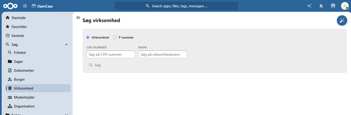 Søg efter virksomhed